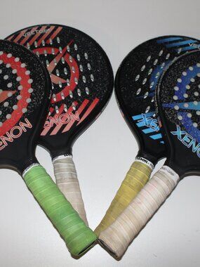 Set Lot of 4 Red/Blue Xenon Vortex + Tennis Paddles Hard Cut Technology 345g